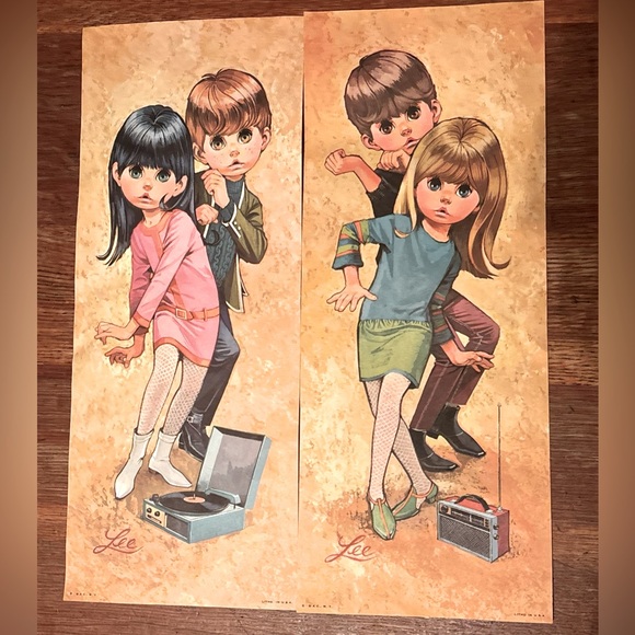 Other - Lee Mcm Vtg 1960 Teen Go Go litho Print Mod Retro Big Eye PRINT NO STAMP Set 2